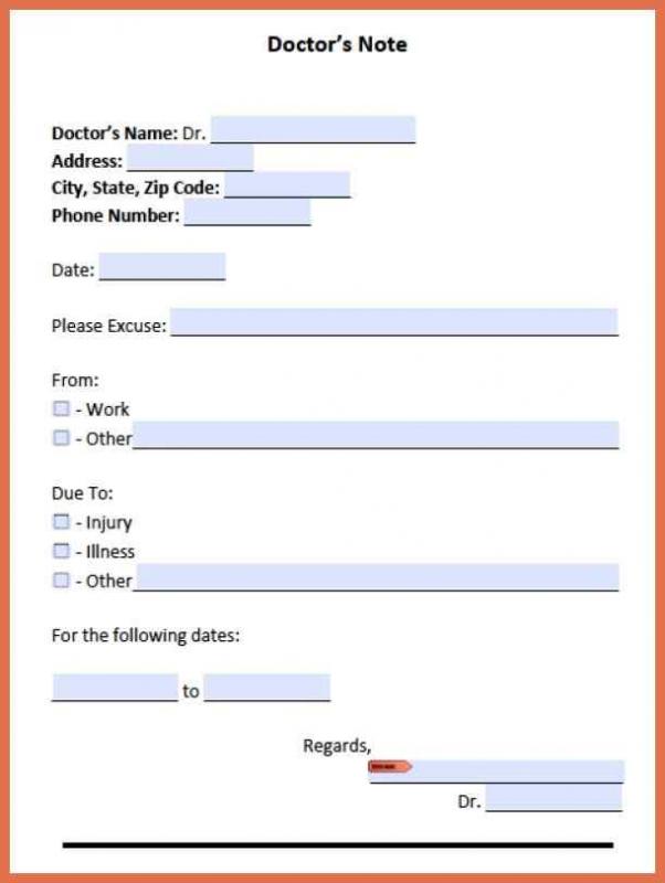 Free Fill In The Blank Doctors Note Template Business