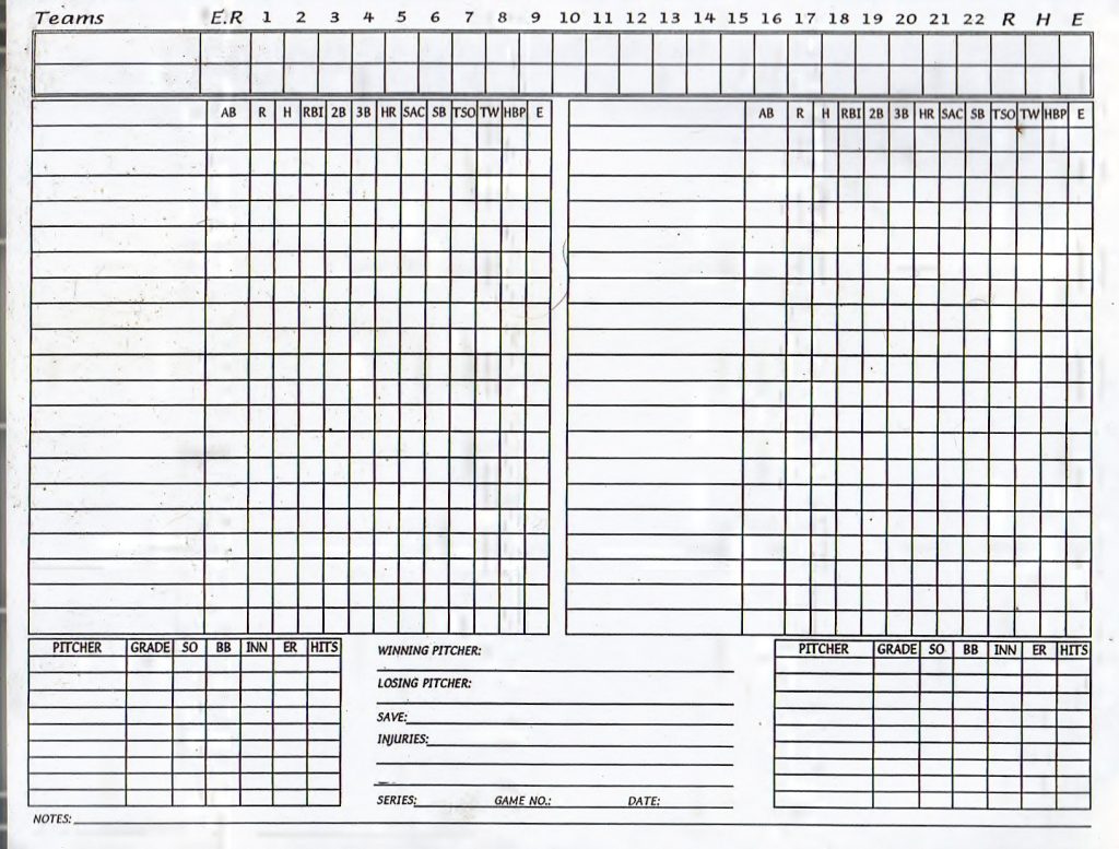 Printable Baseball Score Sheet Template Business