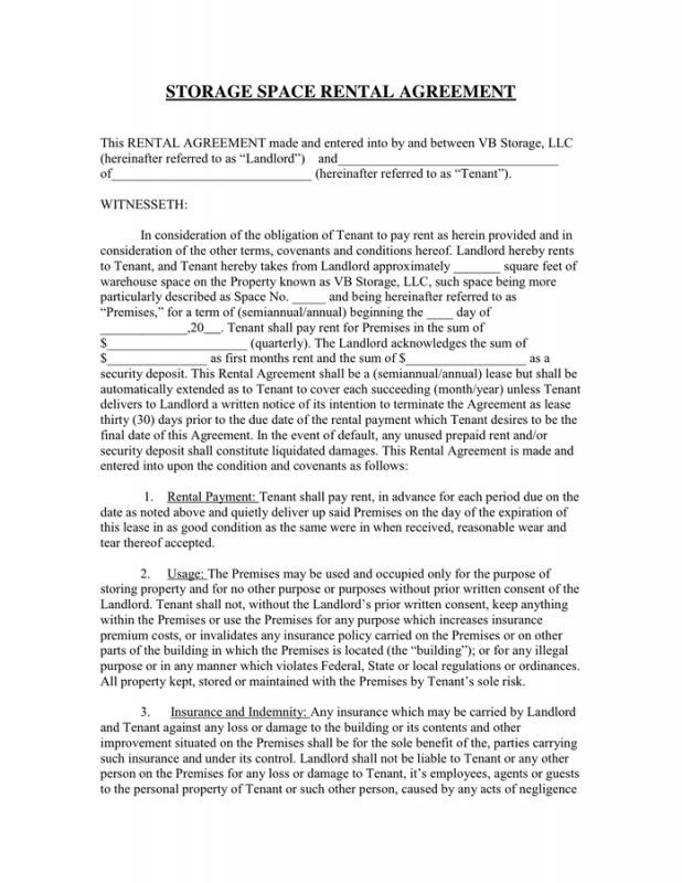 1 page rental agreement template business