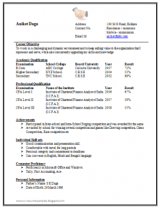 page resume template awesome one page resume sample for freshers