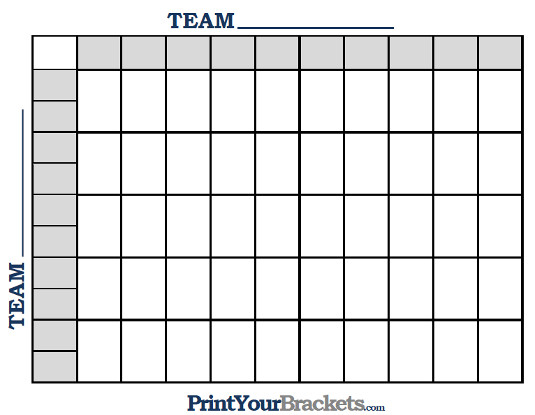 Free Printable 100 Square Football Pool Template