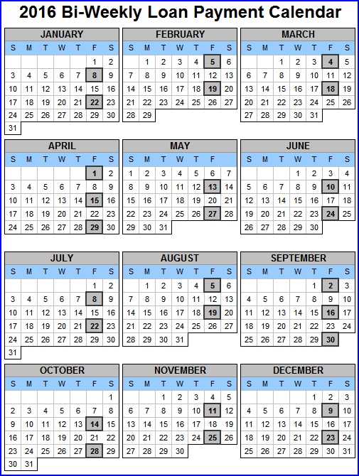 2016 Biweekly Payroll Calendar Template Business 2016 Biweekly Payroll Calendar Template Business