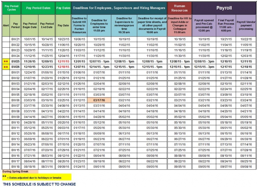 2017 biweekly payroll calendar template