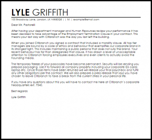 day notice letter to landlord employment contract termination letter