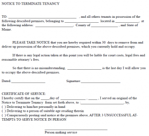 day notice to landlord california