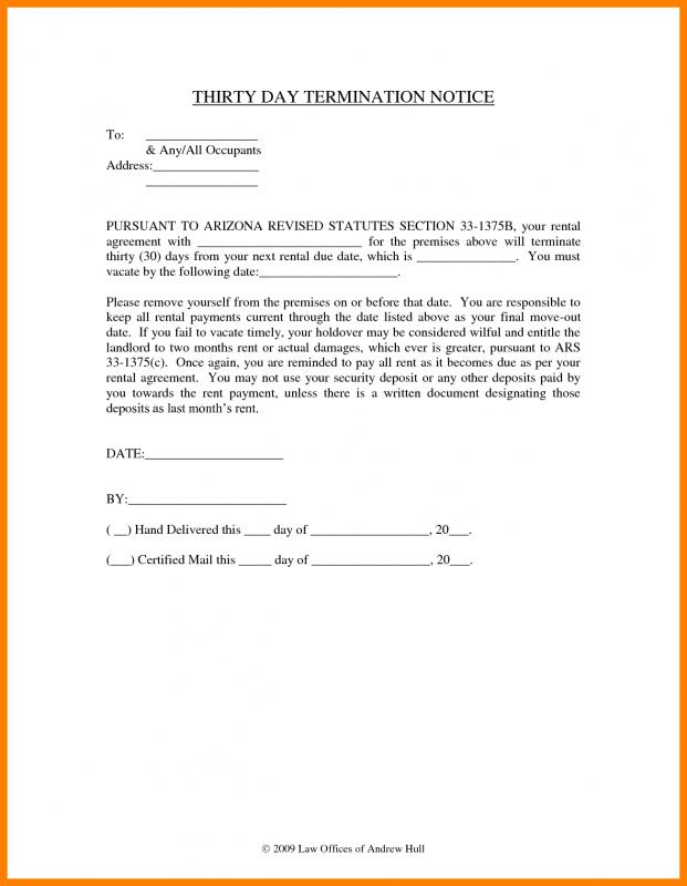 Printable 30 Day Notice To Landlord Template