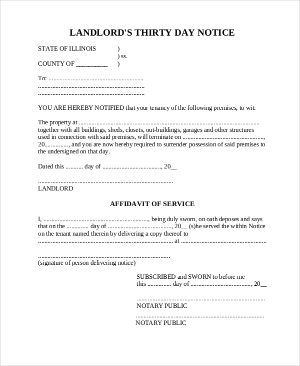 30 day notice to landlord pdf