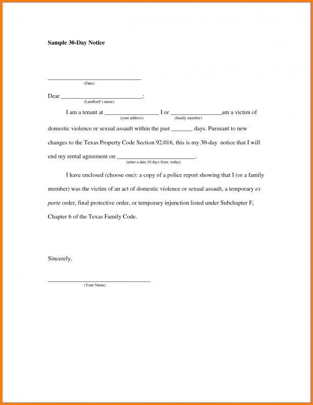 30 Day Notice Moving Out Letter Sample Professionally Designed Templates