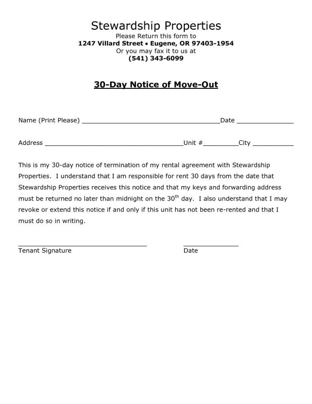 30 Day Notice To Move Template Business