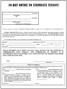 day notice to terminate tenancy letter day eviction notice