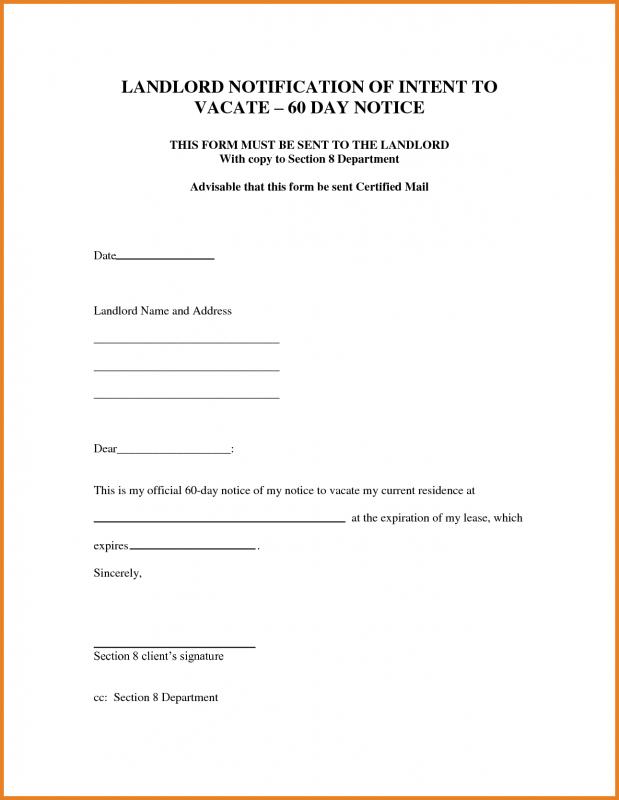 60 Day Notice To Vacate Template Template Business