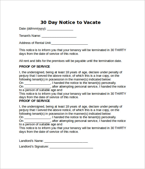 60 Days Notice To Vacate Template