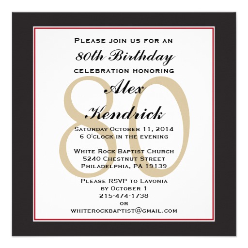 80th birthday invitation