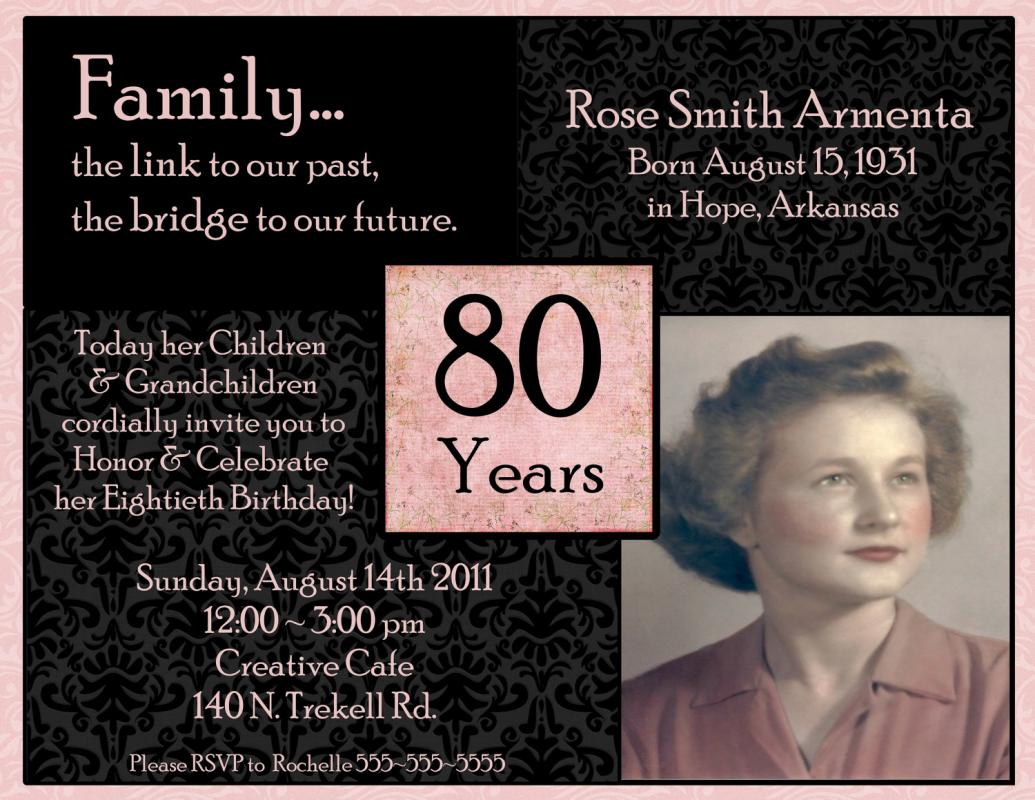 80th Birthday Invitations | Template Business