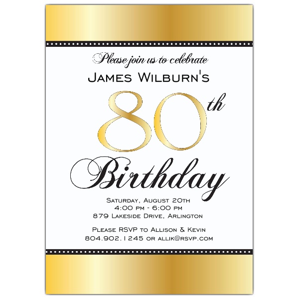 80th birthday invitations