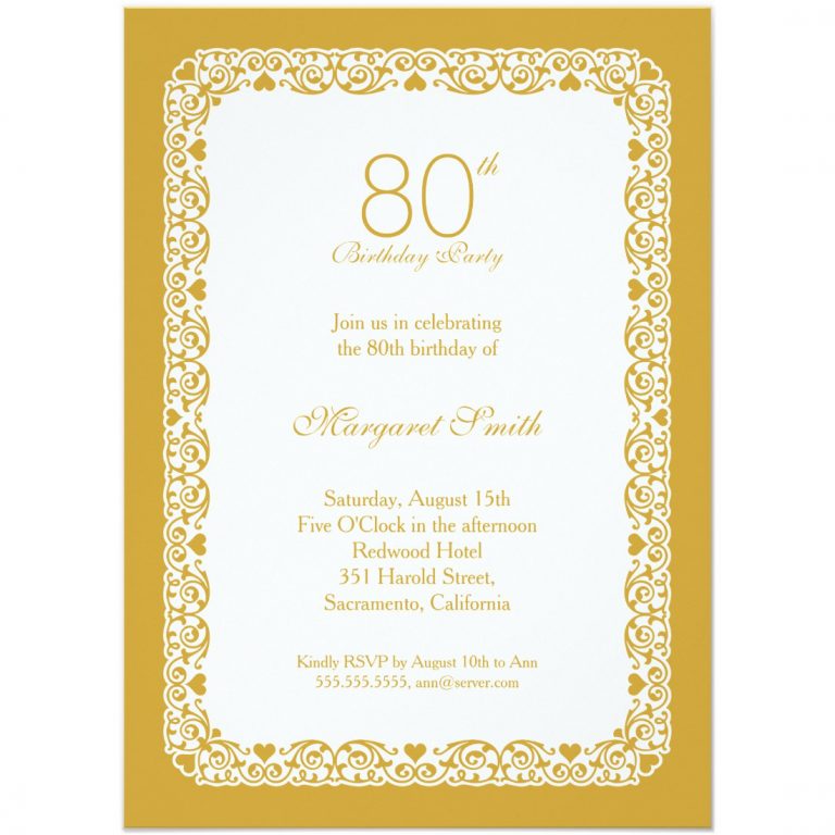 80th Birthday Party Invitations | Template Business