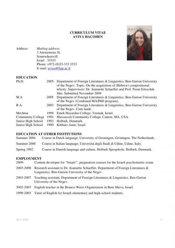 academic curriculum vitae