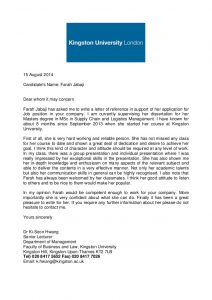 academic recommendation letter academic reference letter kingston university