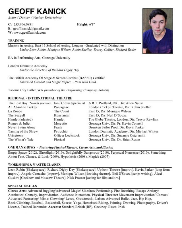 acting resume examples