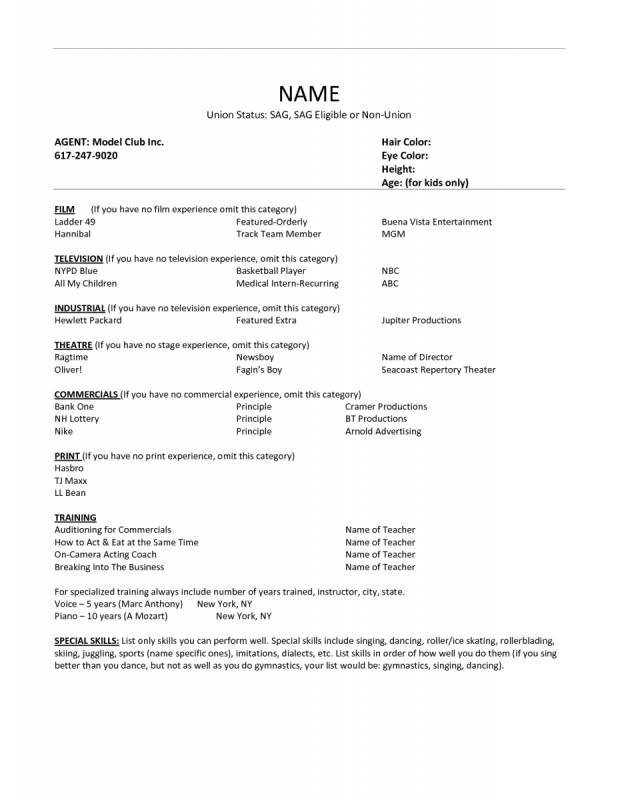 acting resume examples