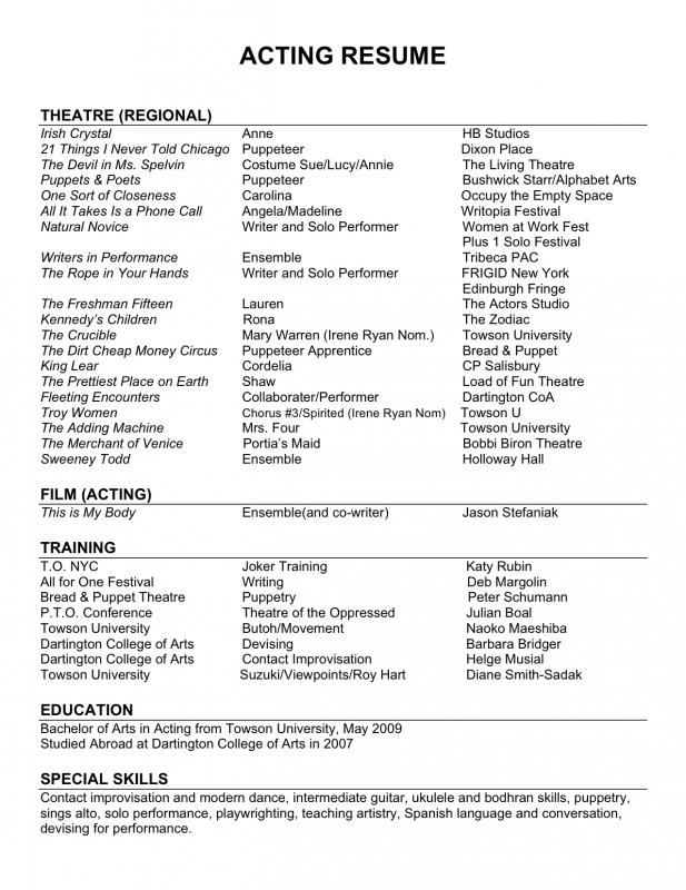 acting resume examples