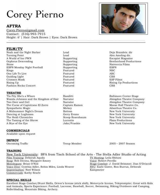 acting resume template