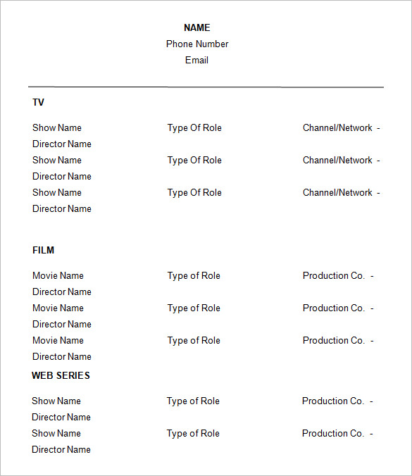 acting resume template