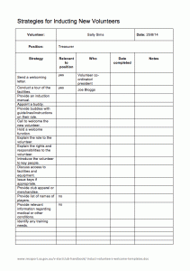 action plans format induct volunteers welcome template