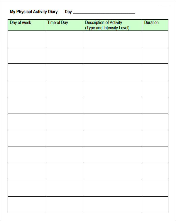 activity log template