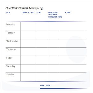 activity log template week physical activity log template