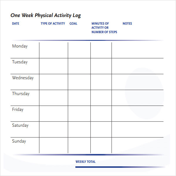 activity log template