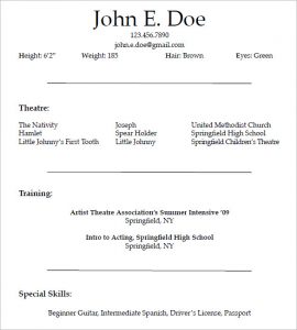 actors resume template acting resume template for free