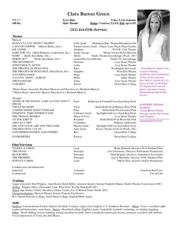 actors resume template