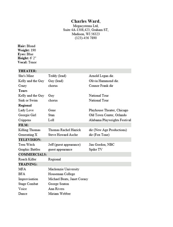 actors resume template