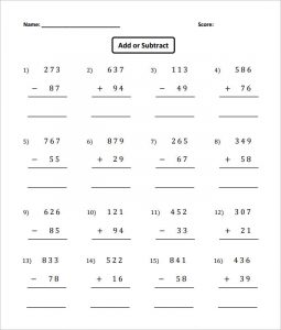 addition and subtraction worksheets free basic addition and subtraction worksheet template