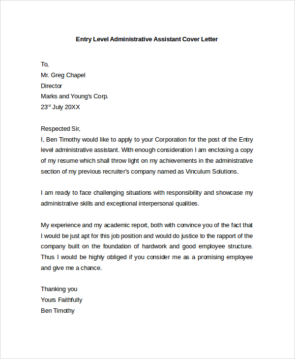 Administrative Assistant Cover Letter | Template Business