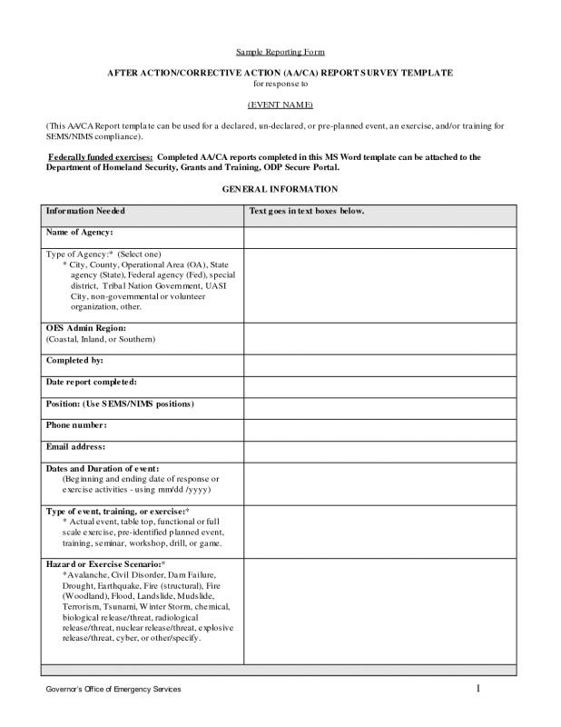 After Action Report Template Pdf