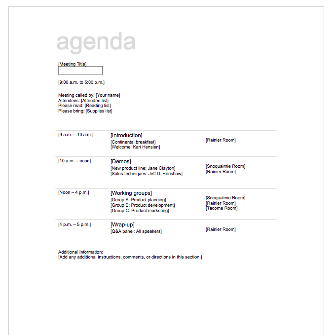 agenda template free