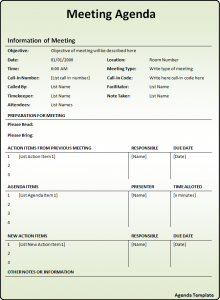 agenda template word agenda template