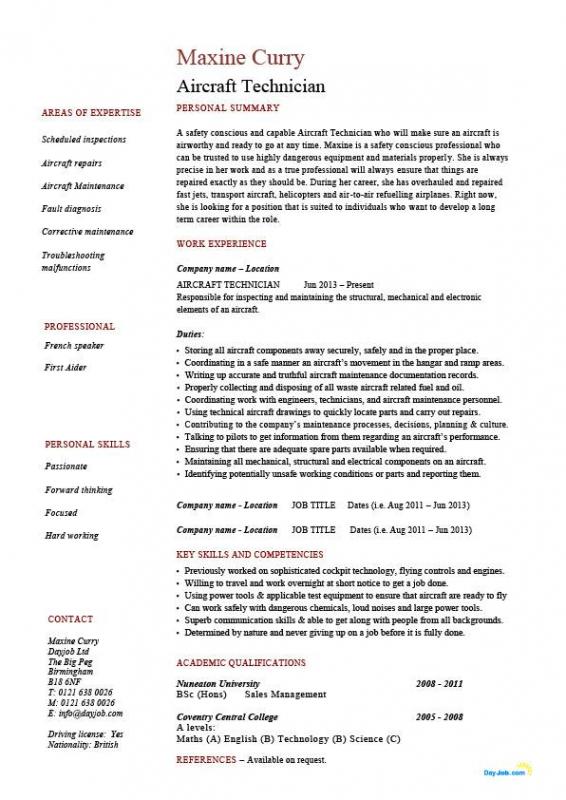 aircraft mechanic resume