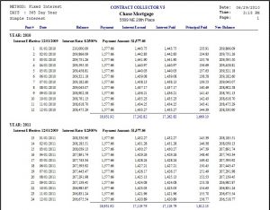 amortization schedule example screen