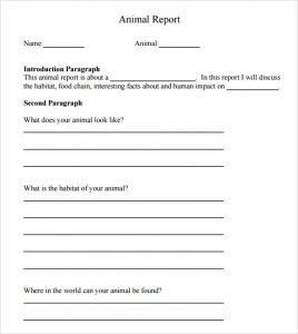 animal report template animal report template example