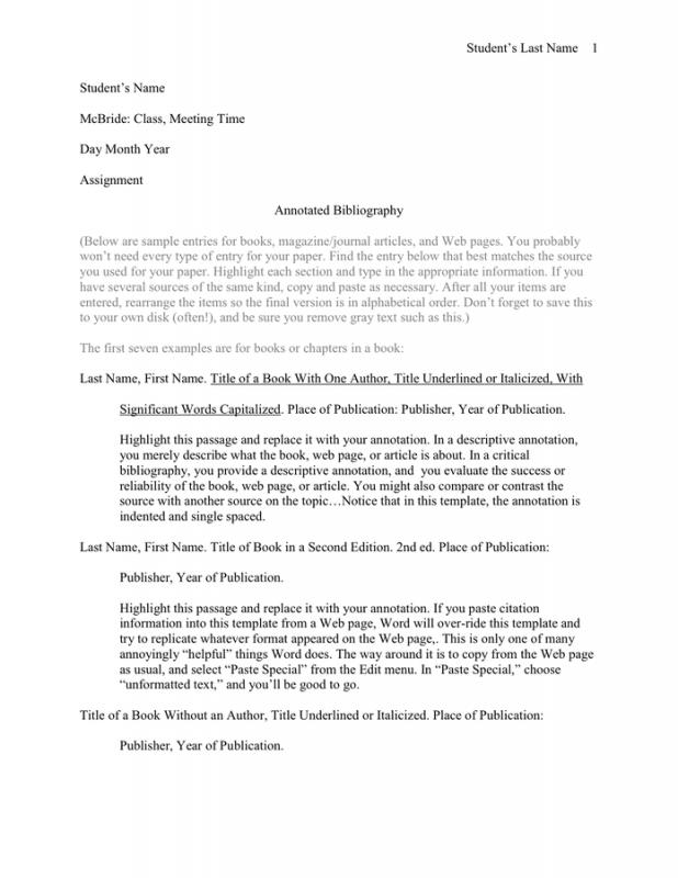 annotated bibliography template