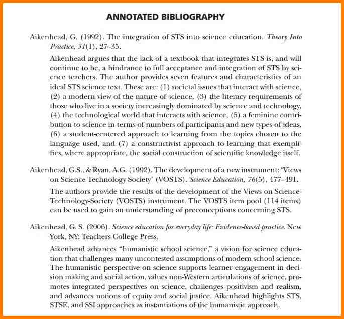 annotated bibliography apa format example