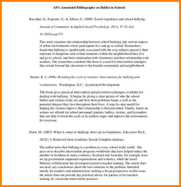 annotated bibliography outline example