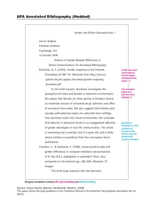 annotated bibliography template apa