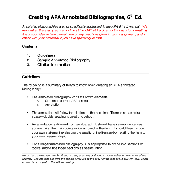 annotated bibliography template apa