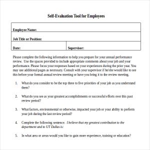 annual performance review employee self evaluation examples annual performance appraisal self evaluation tool for employee