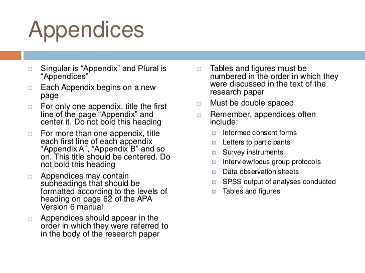 appendix function in research paper