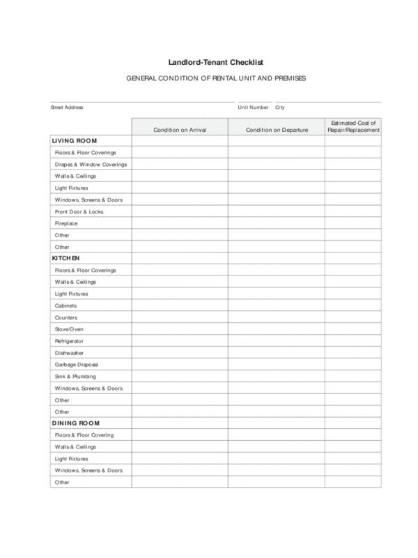 apartment checklist pdf